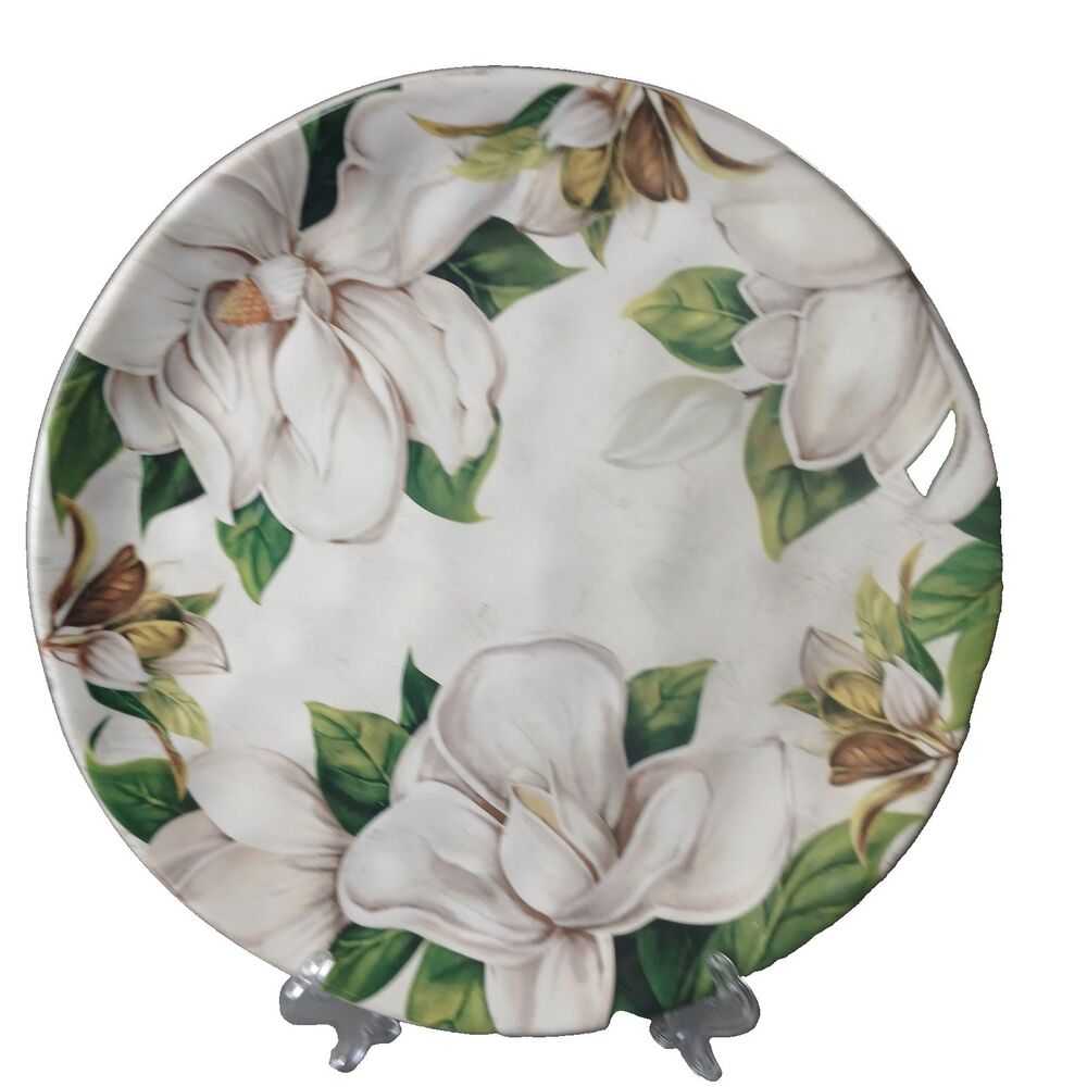 PIER 1 Magnolia Ironstone Dinner Plate 10 1/2" Retired Dicontinued White Flower